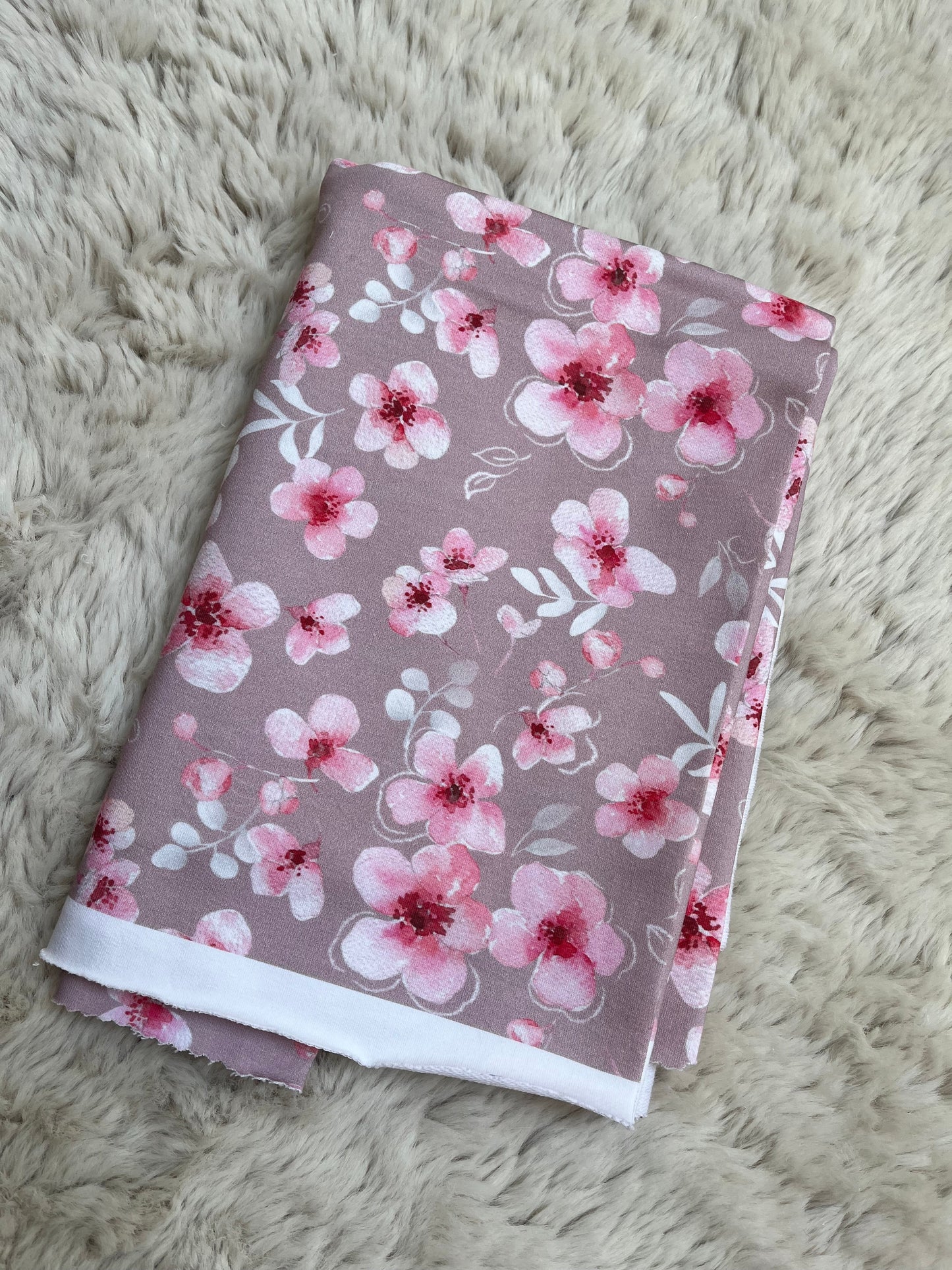 Reststück Sakura Blumen French Terry ca. 50cm