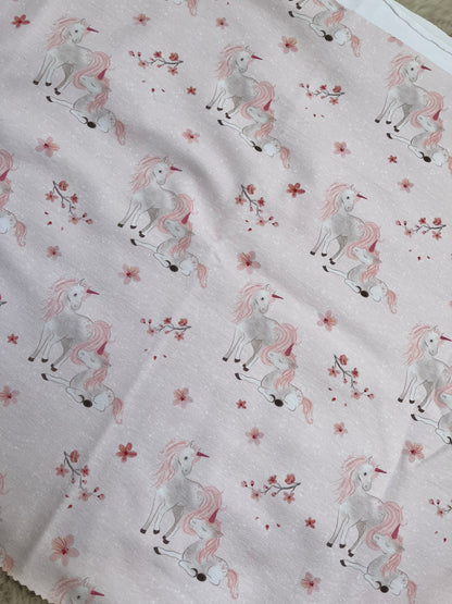 Reststück Einhörner Sakura hell Jersey ca. 49cm