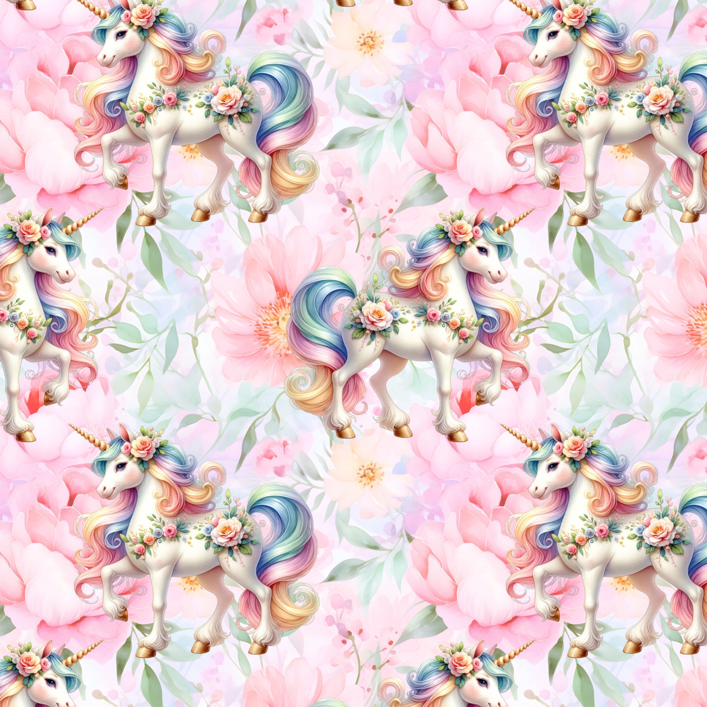 [087] VORBESTELLUNG Eigenproduktion Einhorn bunte Blumen 0,5m