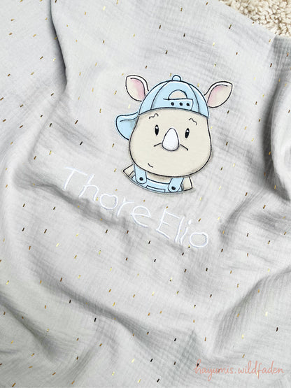 Baby Musselindecke mit Stickerei