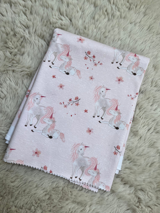 Reststück Einhörner Sakura hell Jersey ca. 49cm