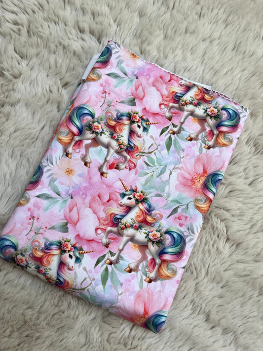 Reststück Einhörner & Blumen French Terry ca. 49cm